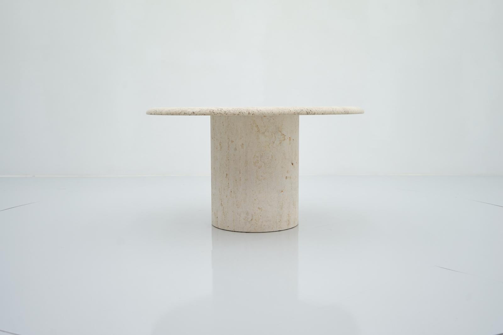Round Travertine Coffee Table by Up & Up Italy, 1970s 4