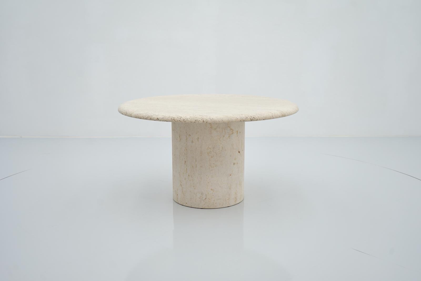 Round Travertine Coffee Table by Up & Up Italy, 1970s 5