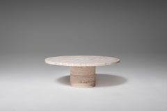 Round Travertine Coffee Table by Up & Up, Italy, 1970s