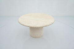 Round Travertine Coffee Table by Up & Up Italy, 1970s