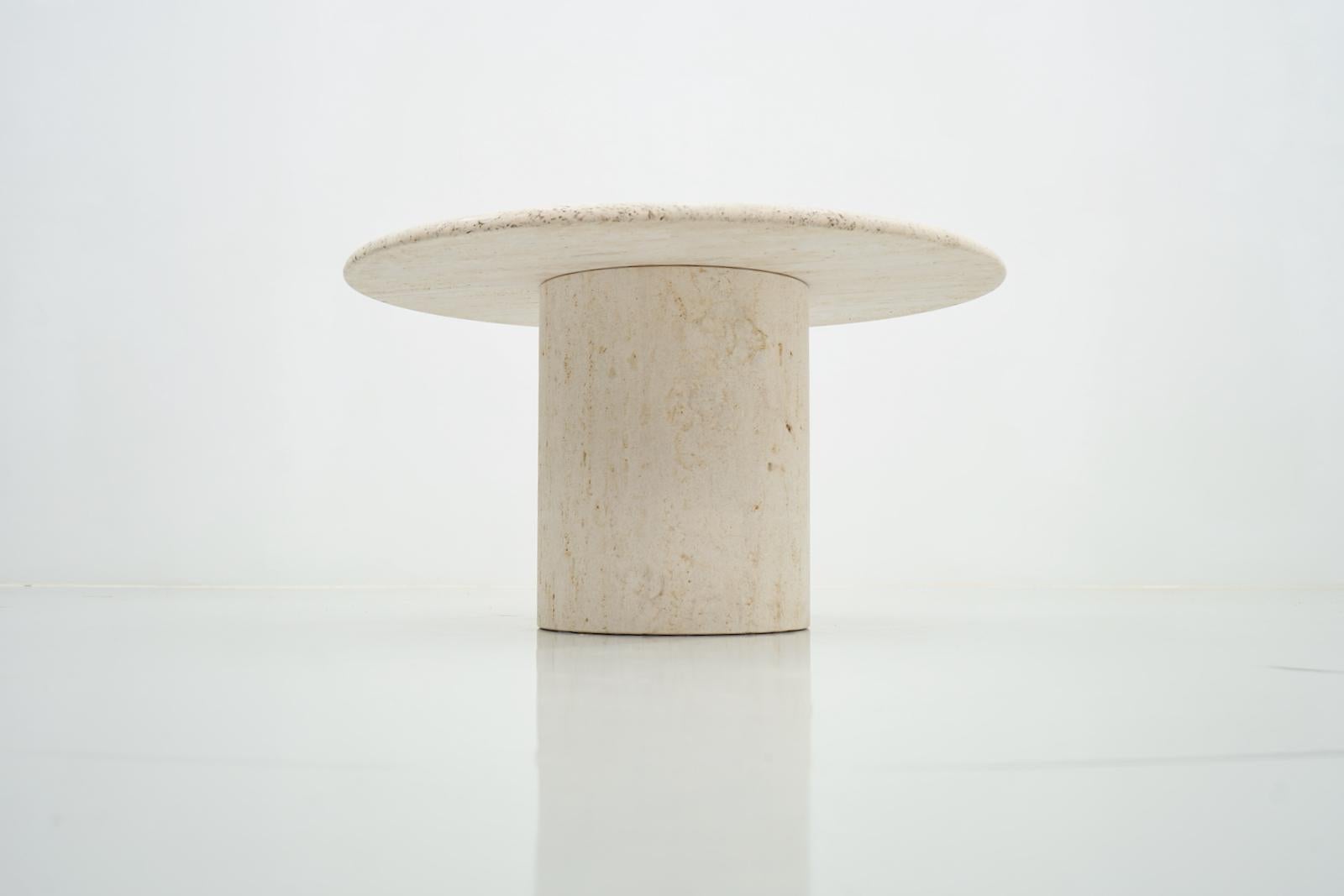 Mid-Century Modern Round Travertine Coffee Table by Up & Up Italy, 1970s