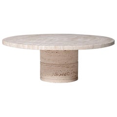 Round Travertine Coffee Table by Up & Up, Italy, 1970s