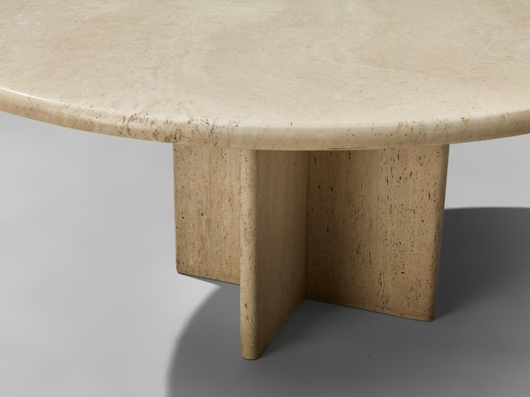 Round Travertine Coffee Table at 1stDibs