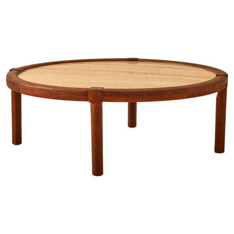 Round Travertine Coffee Table For Sale at 1stDibs