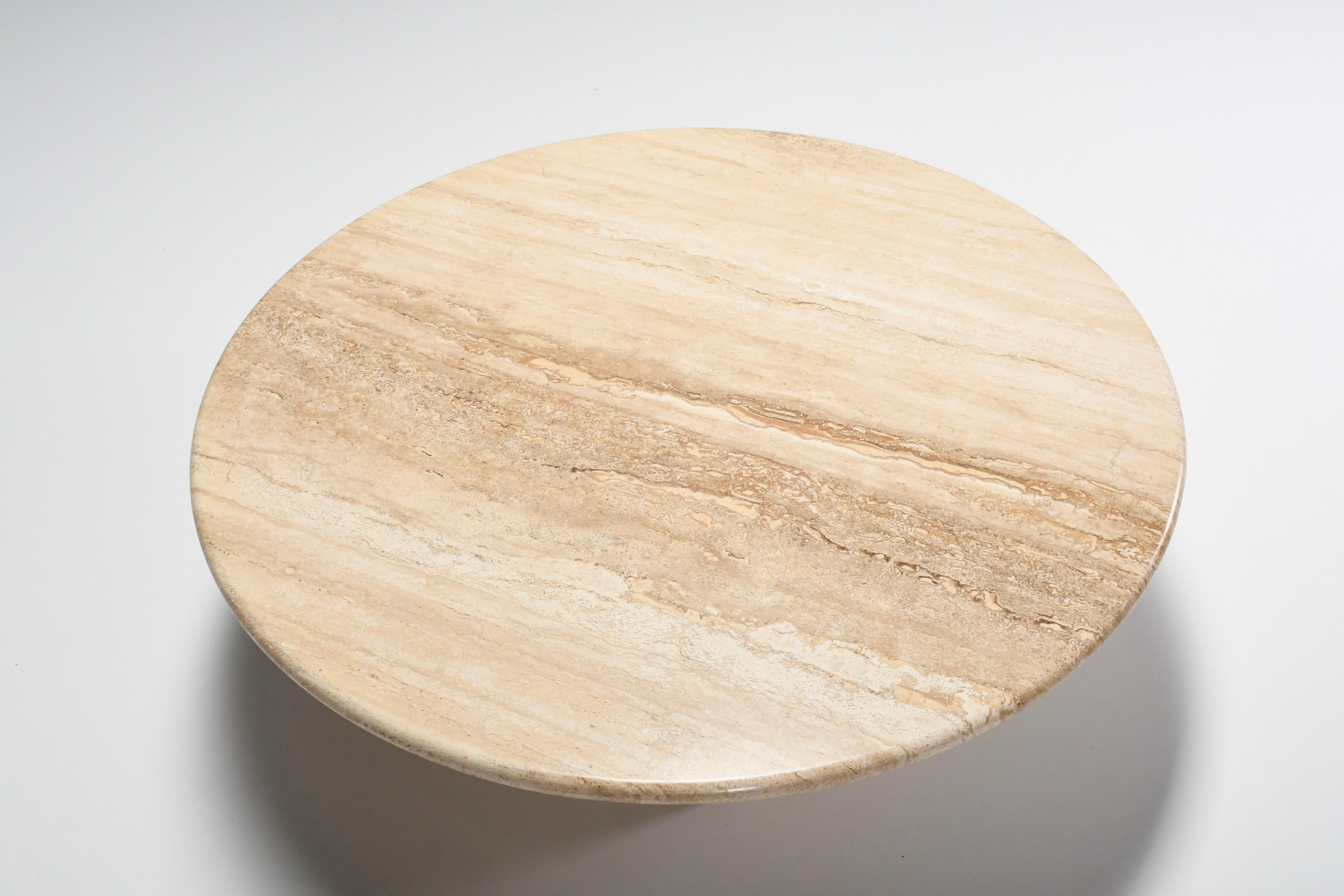 Round Travertine Coffee Table, Italy 1970s In Good Condition In Echt, NL