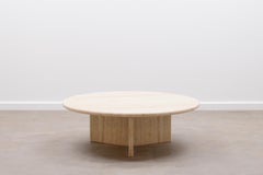 Round Travertine Coffee Table, Italy 70s