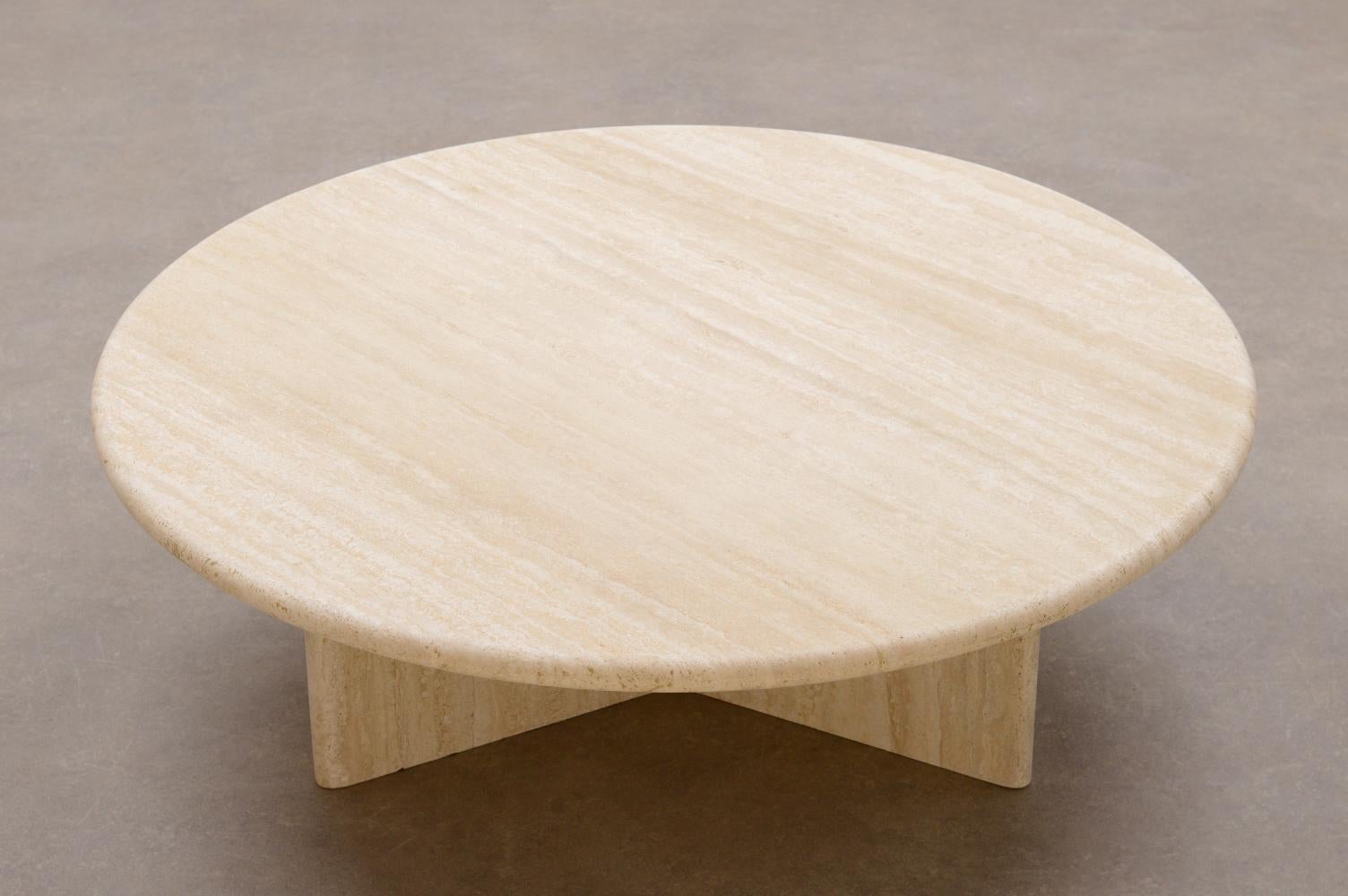 Late 20th Century Round Travertine Coffee Table, Italy 70s