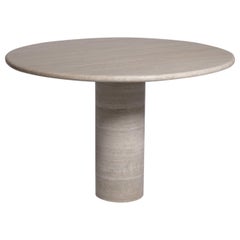 Round Travertine Dinging Table with Cylinder Base