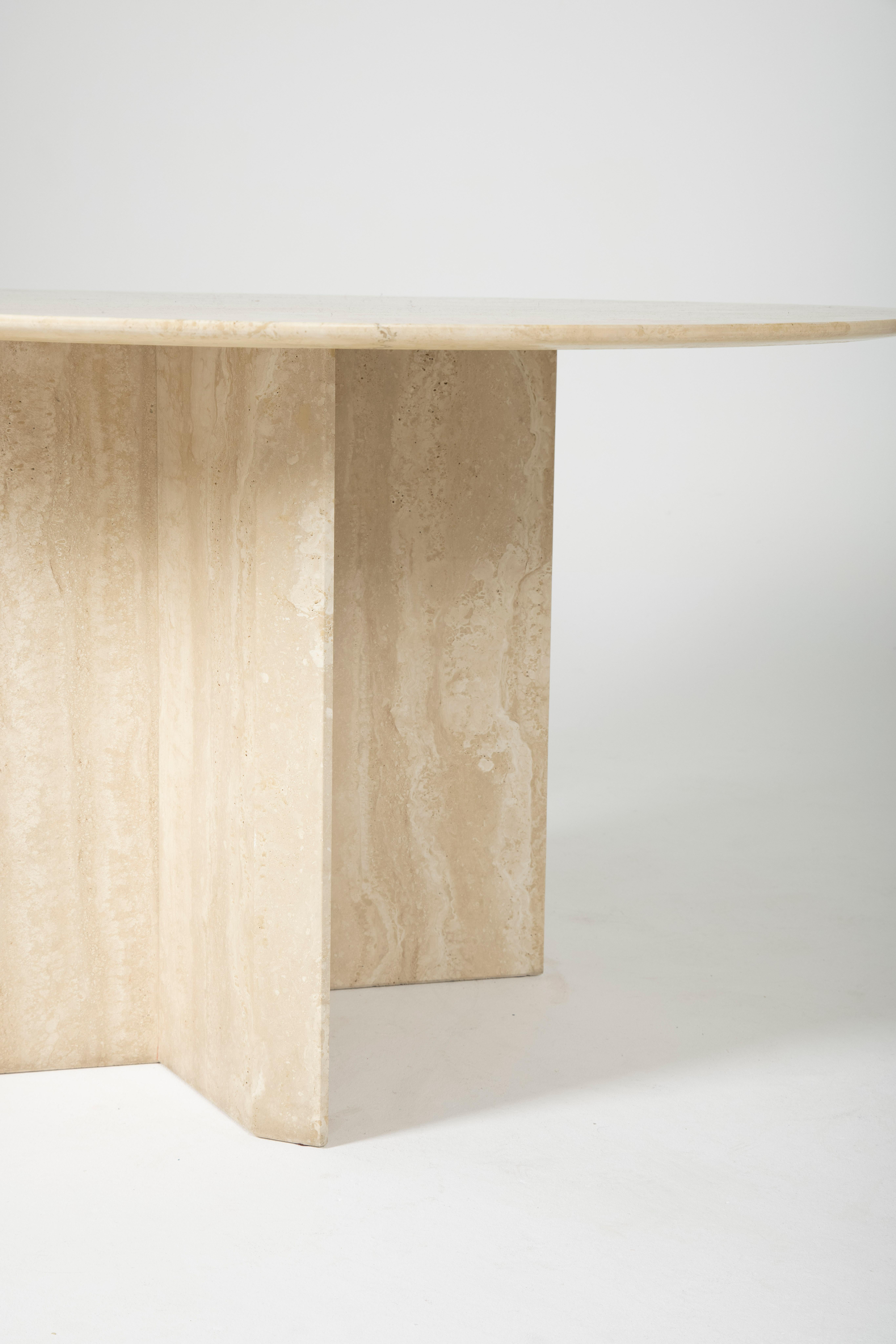 Late 20th Century Round Travertine Dining Table, 1970s