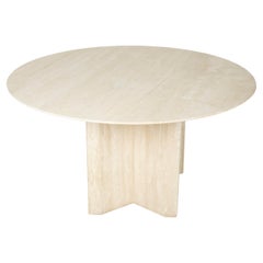 Round Travertine Dining Table, 1970s Round Travertine Dining Table, 1970s