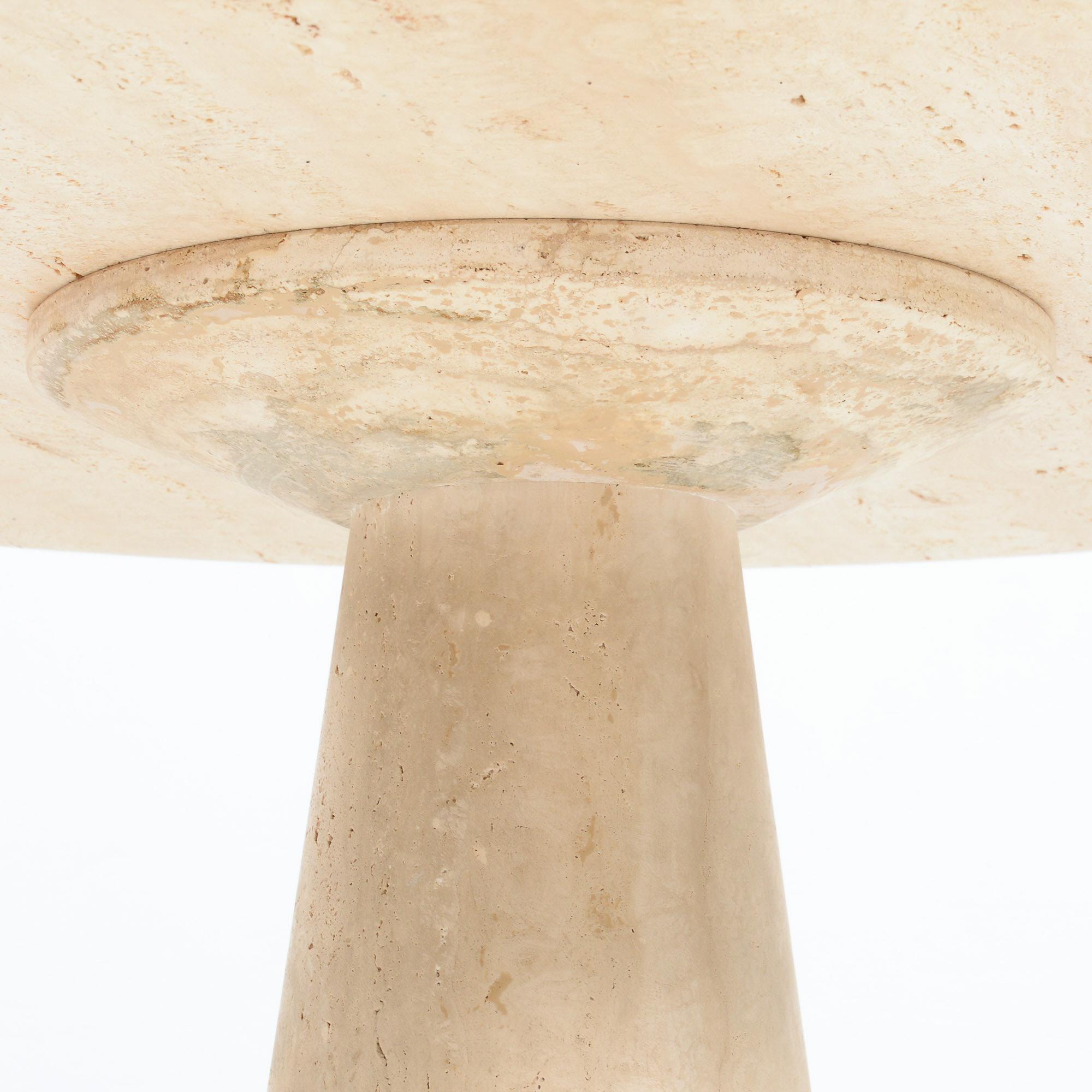 Round Travertine Dining Table Attributed to Angelo Mangiarotti 5