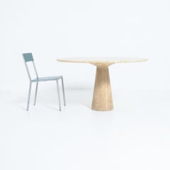 Round Travertine Dining Table Attributed to Angelo Mangiarotti