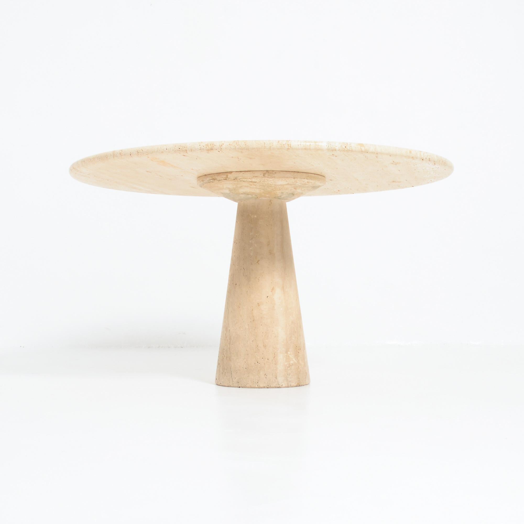 Round Travertine Dining Table Attributed to Angelo Mangiarotti 2