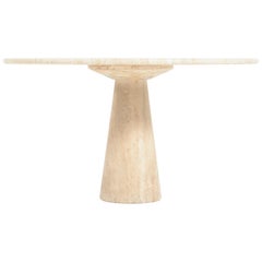 Round Travertine Dining Table Attributed to Angelo Mangiarotti