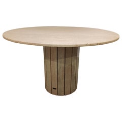 Round Travertine Dining Table by Jean Charles, 1970s