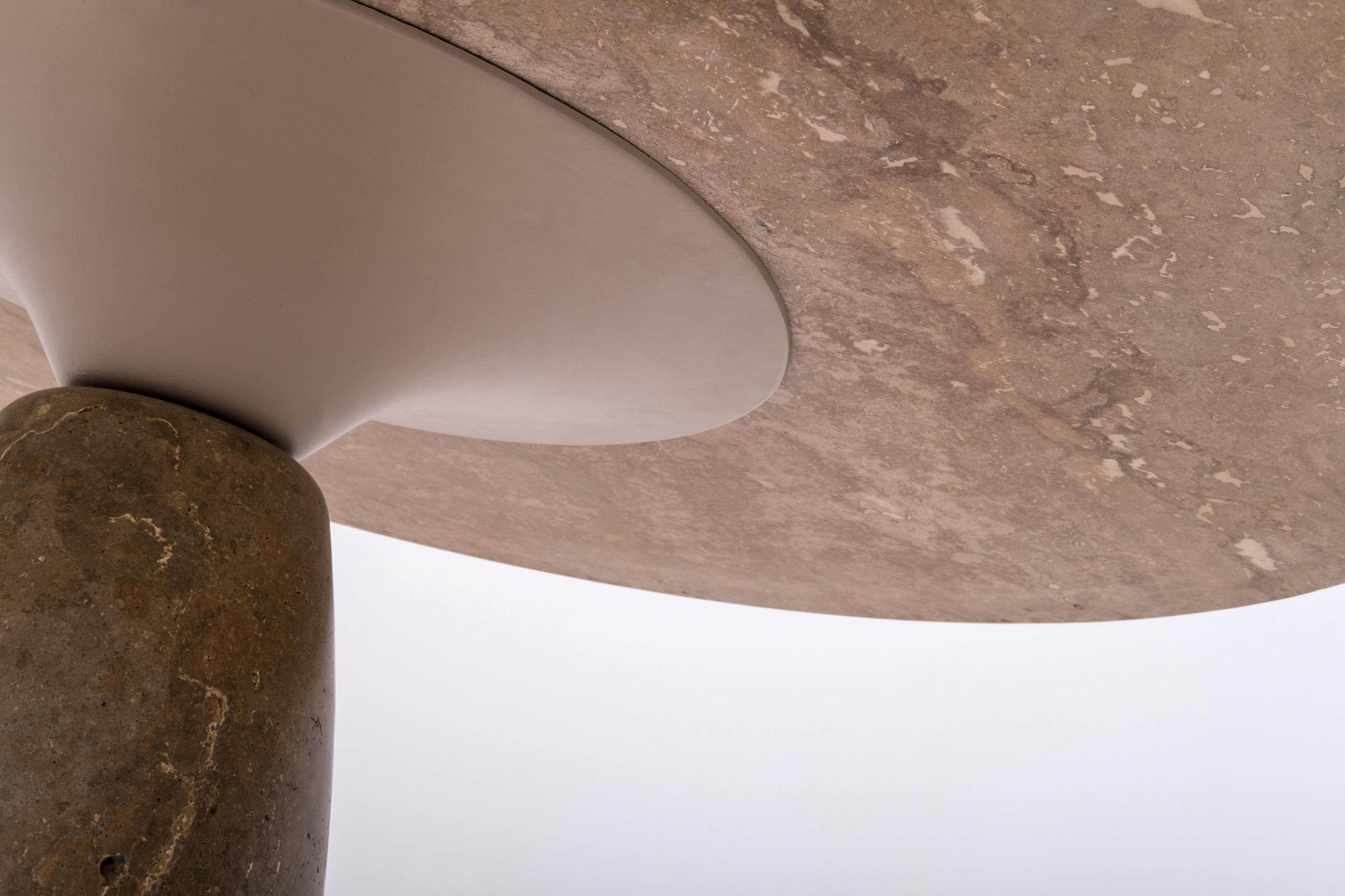 German Round Travertine Dining Table by Peter Draenert, 1970s