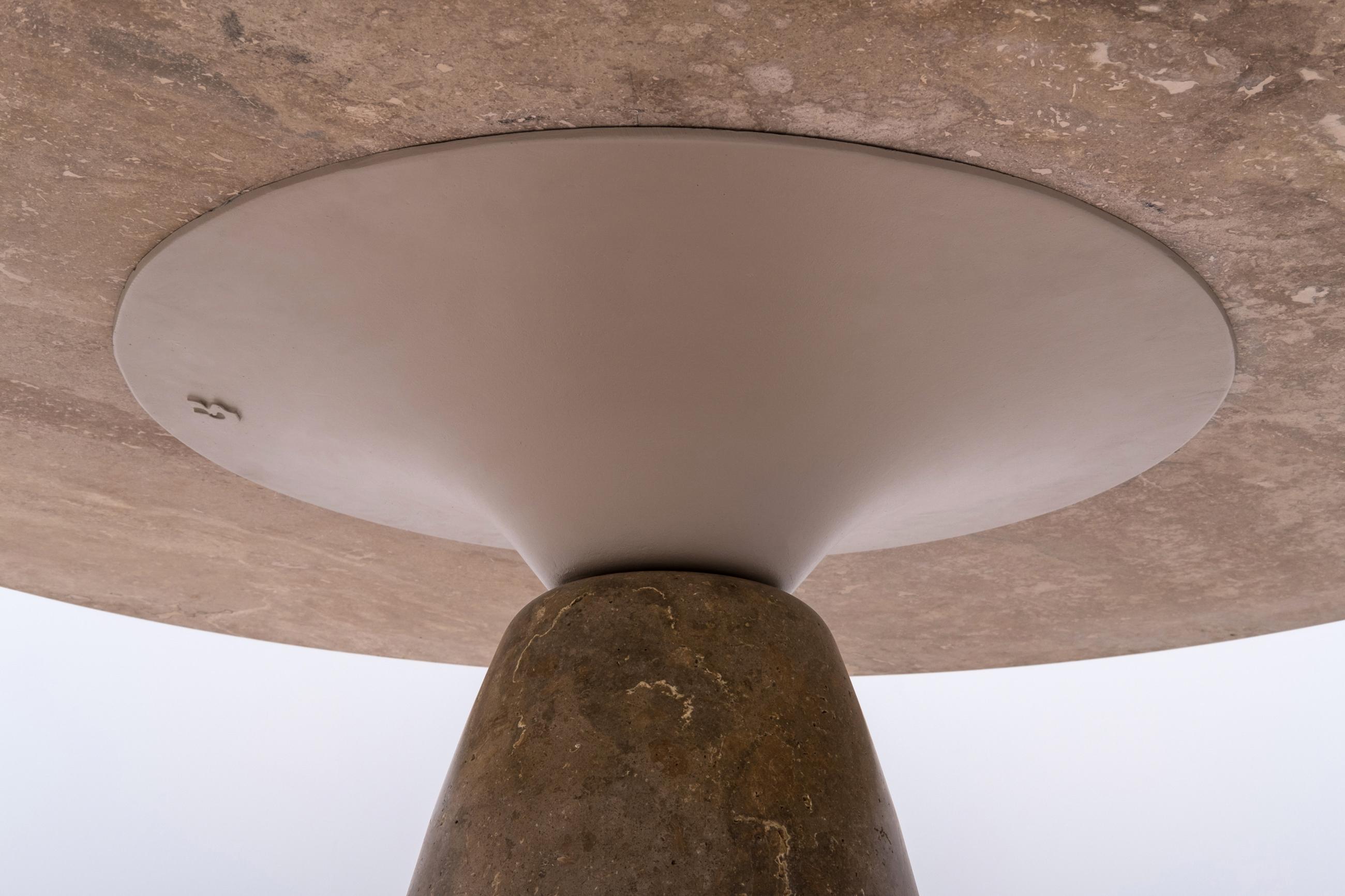 Round Travertine Dining Table by Peter Draenert, 1970s 2