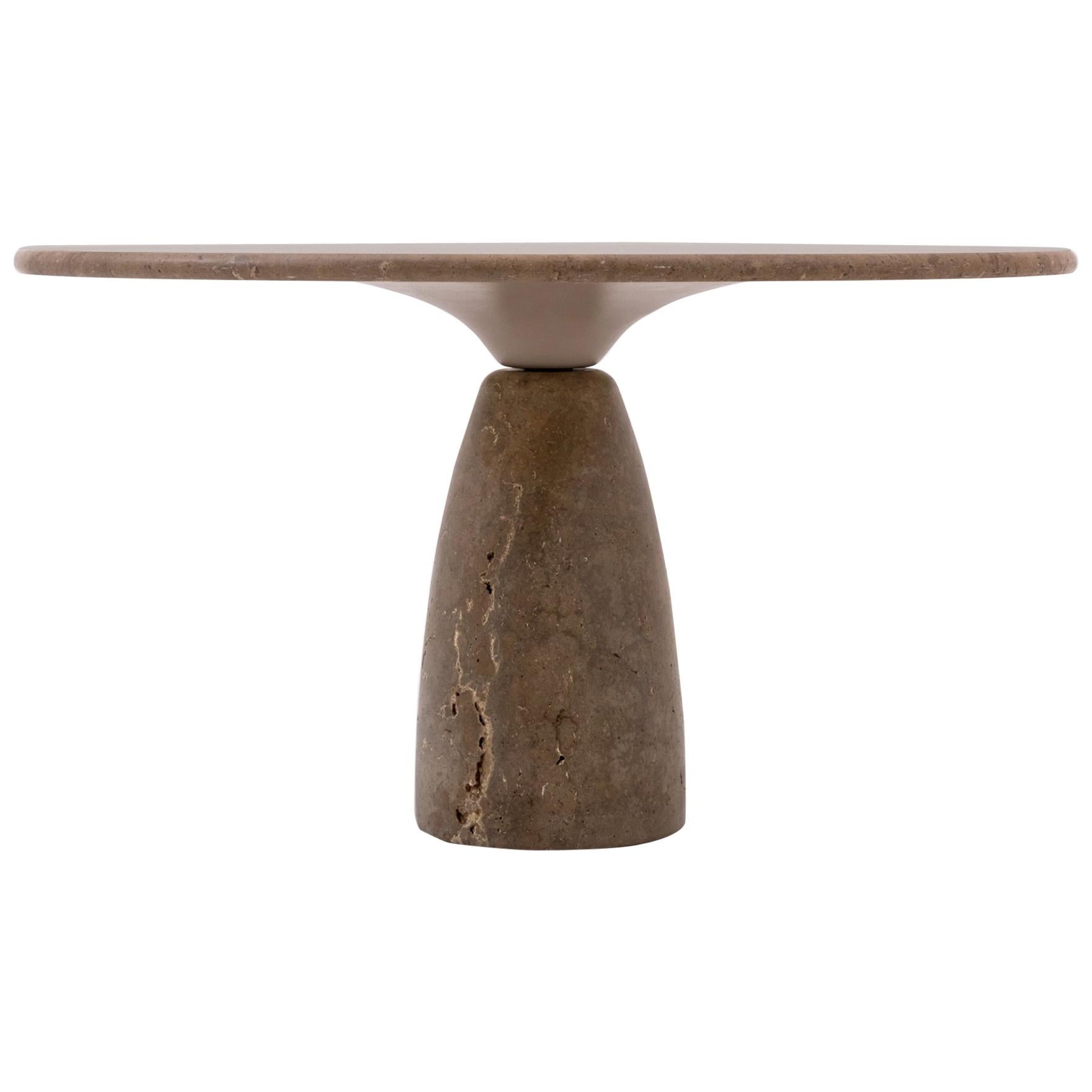 Round Travertine Dining Table by Peter Draenert, 1970s