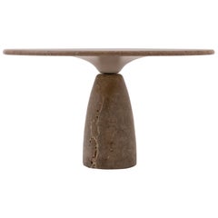 Round Travertine Dining Table by Peter Draenert, 1970s