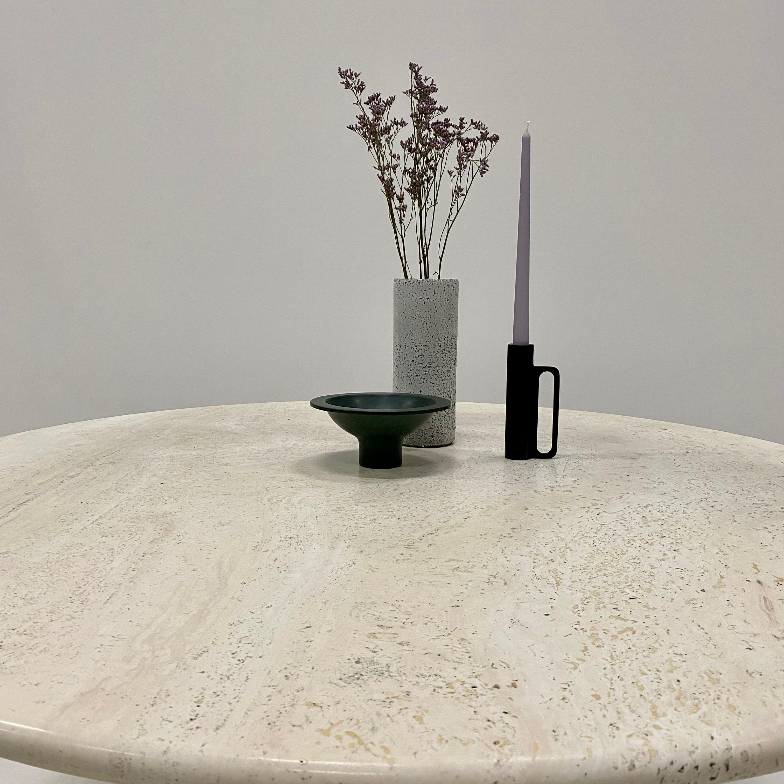 Round travertine dining table by UP & UP, ITALY 1970S 13
