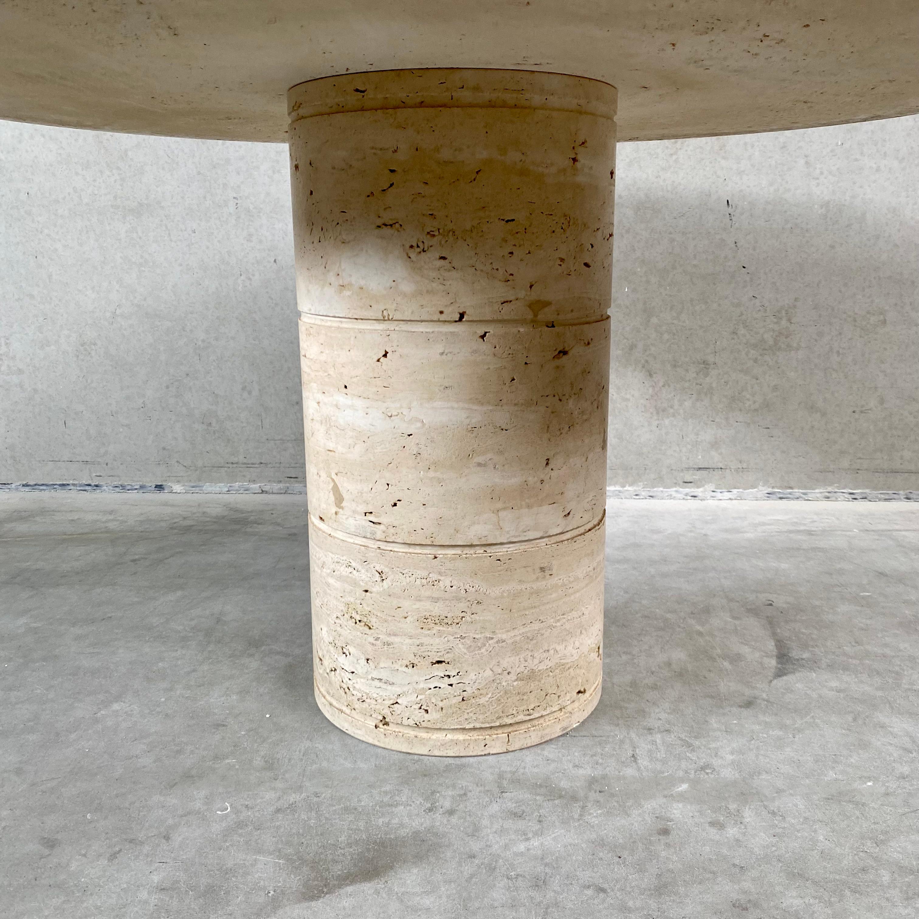 Travertine Round travertine dining table by UP & UP, ITALY 1970S