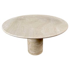Round travertine dining table by UP & UP, ITALY 1970S
