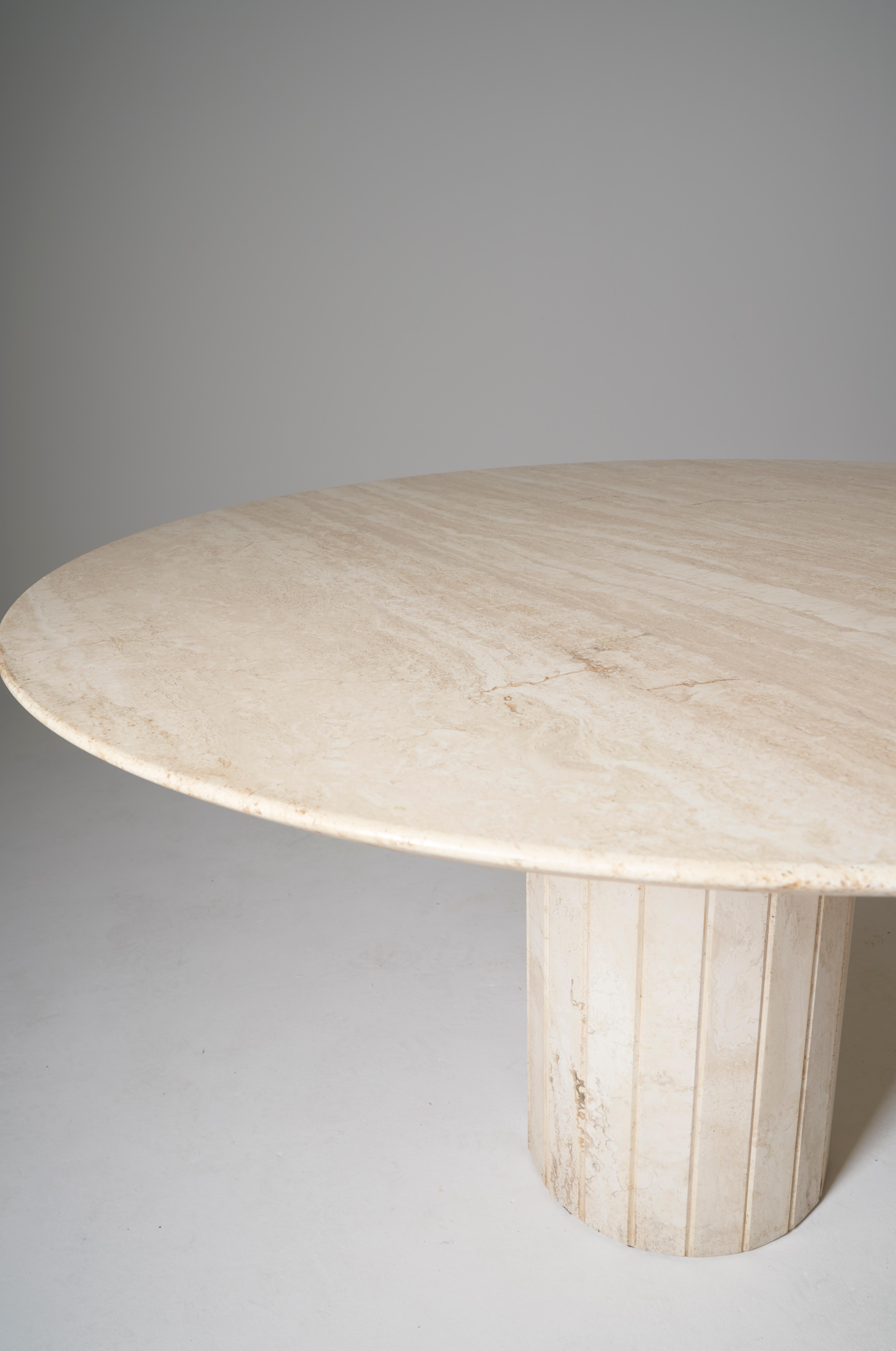 travertine round dining table