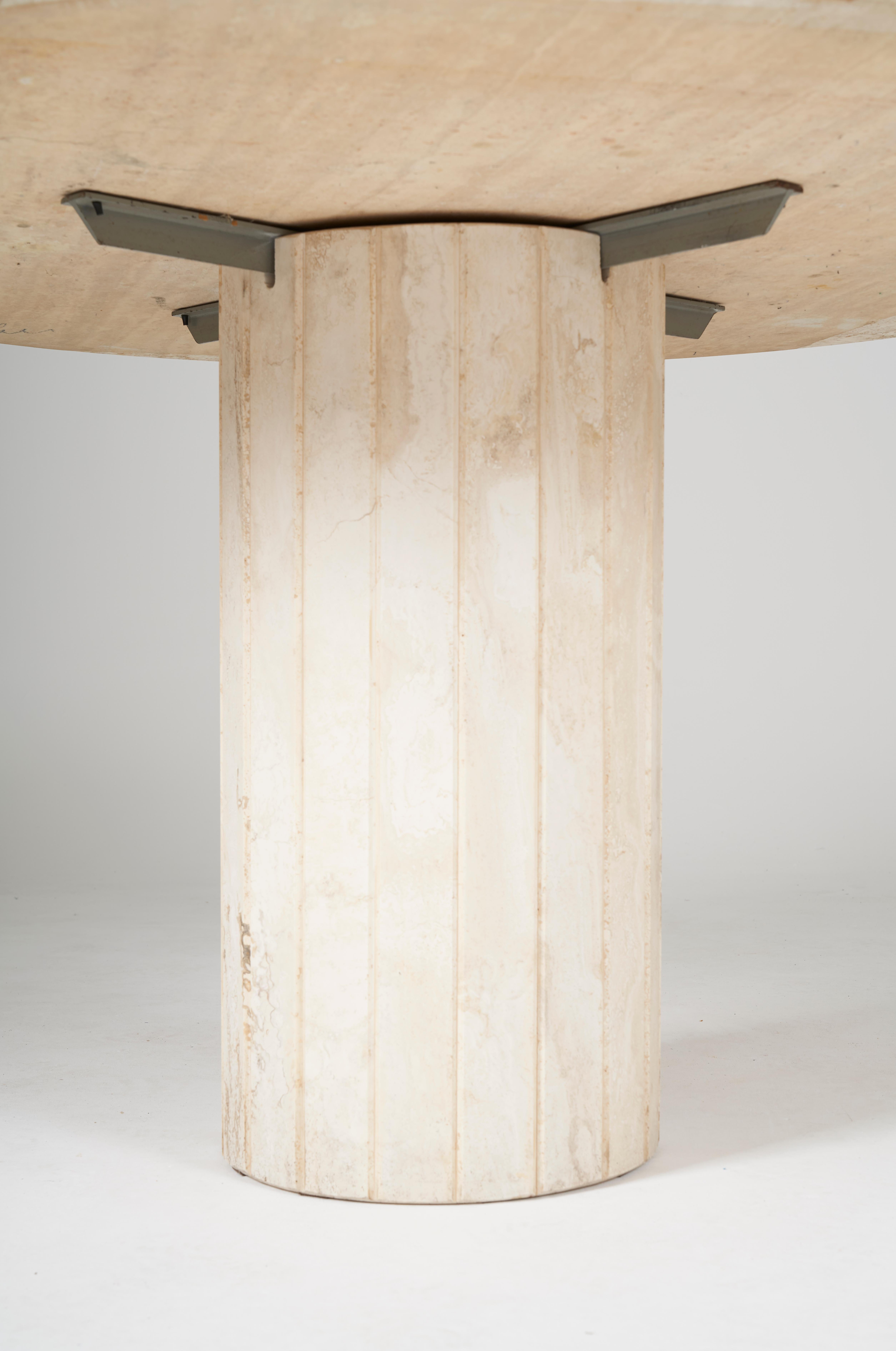 French Provincial Round Travertine Dining Table