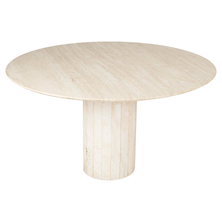 Round Travertine Dining Table at 1stDibs