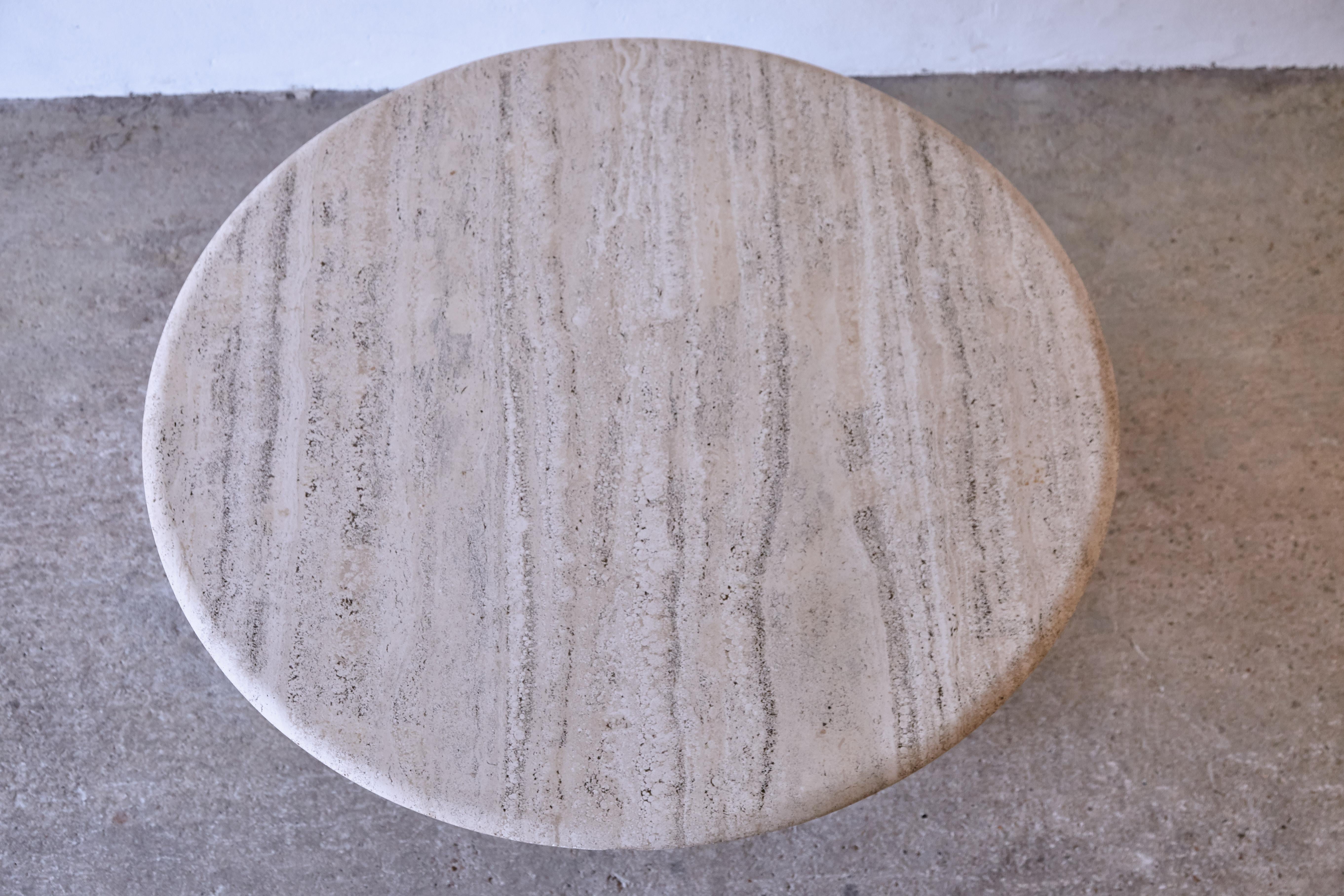Round Travertine Dining Table, France/Italy, 1970s 9