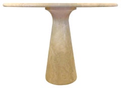 Round Travertine Dining Table in the Manner of Angelo Mangiarotti