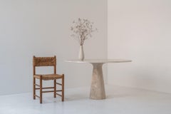 Round Travertine Dining Table in the Manner of Angelo Mangiarotti, Italy 1970’s
