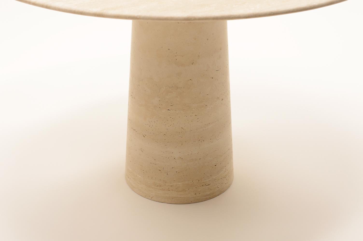 Round Travertine Dining Table Made in Italy, 70s 1