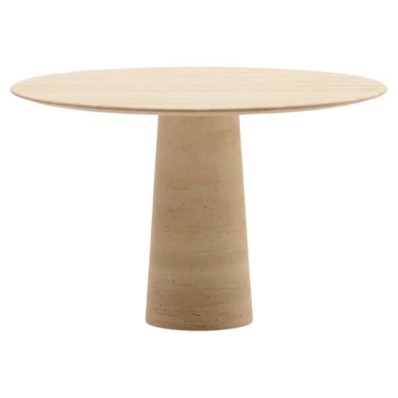 Round Travertine Dining Table Made in Italy, 70s