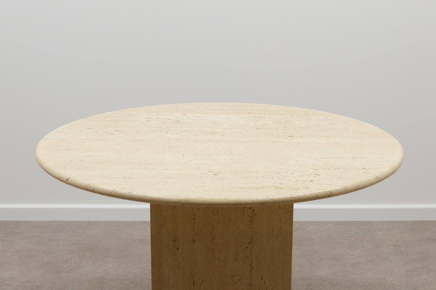 Italian Round Travertine Dining Table Made in Italy