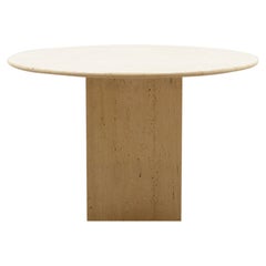 Round Travertine Dining Table Made in Italy