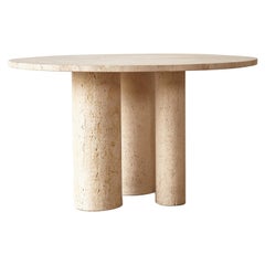 Round Travertine Dining Table, Spain, circa 1980s