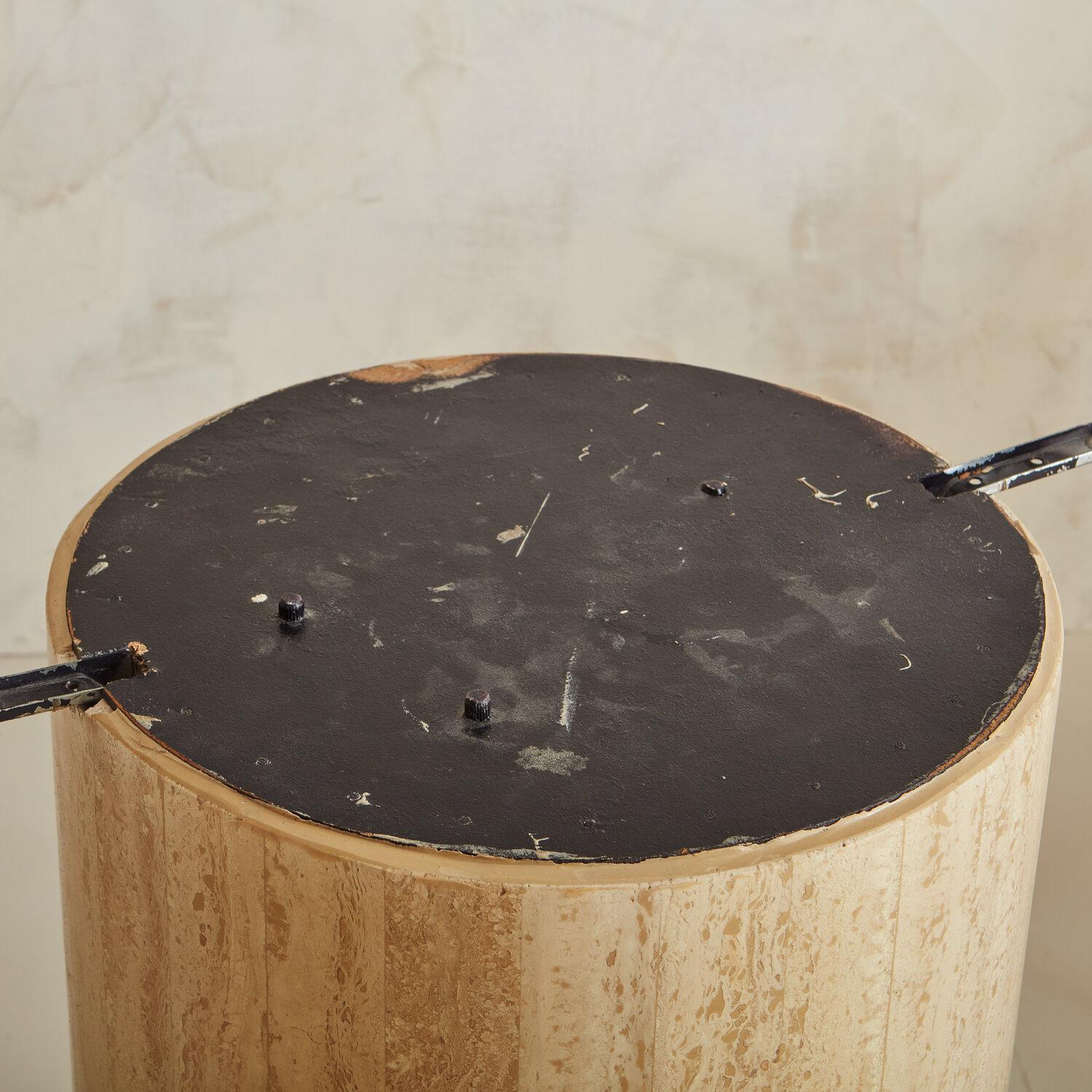 Round Travertine Dining Table with Banded Base 5