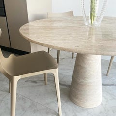 Round Travertine Marble Table - Beige Marble Dining Round Table