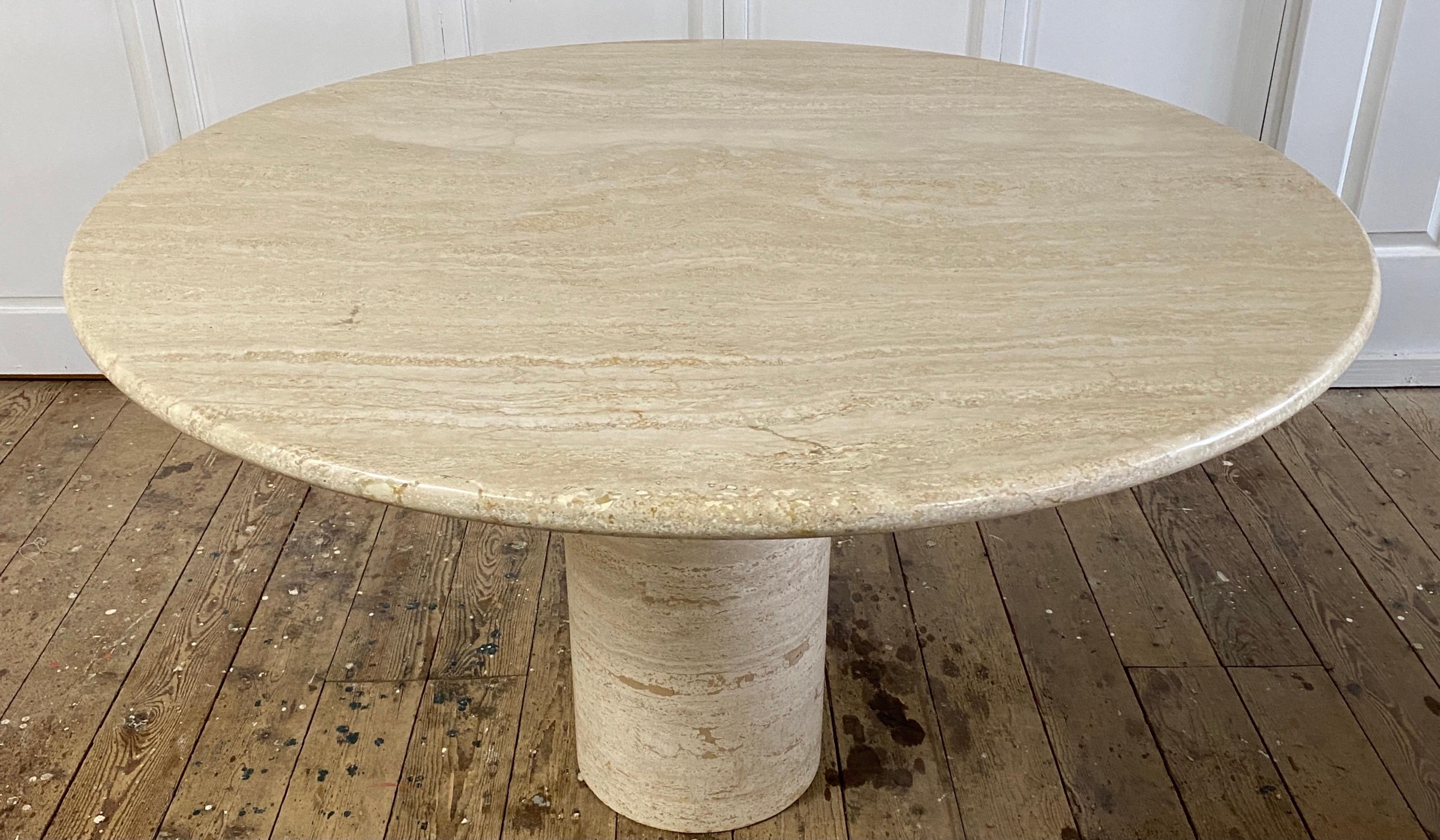 Round Travertine Pedestal Base Dining Table For Sale 2
