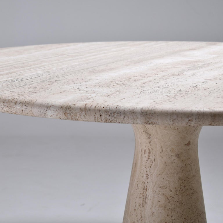 Round Travertine Pedestal Dining Table at 1stDibs