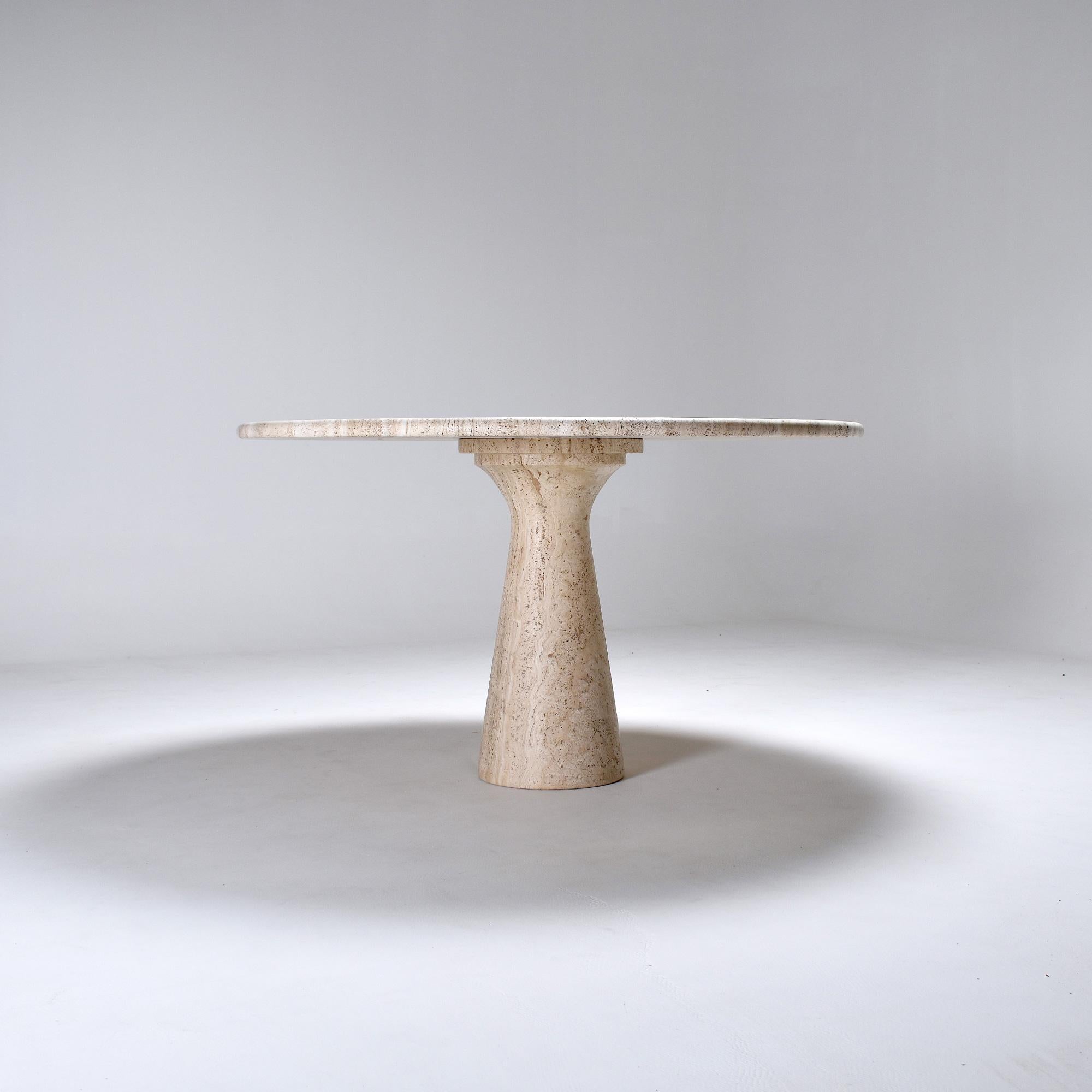 Italian Round Travertine Pedestal Dining Table