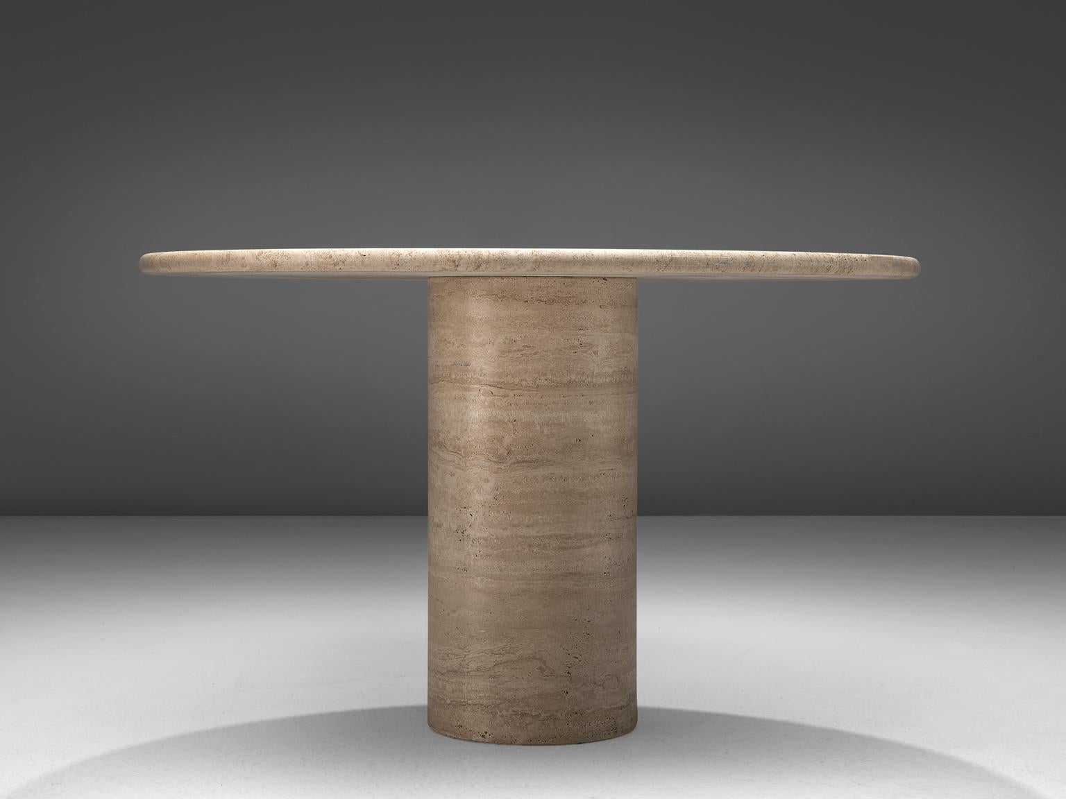 round travertine table