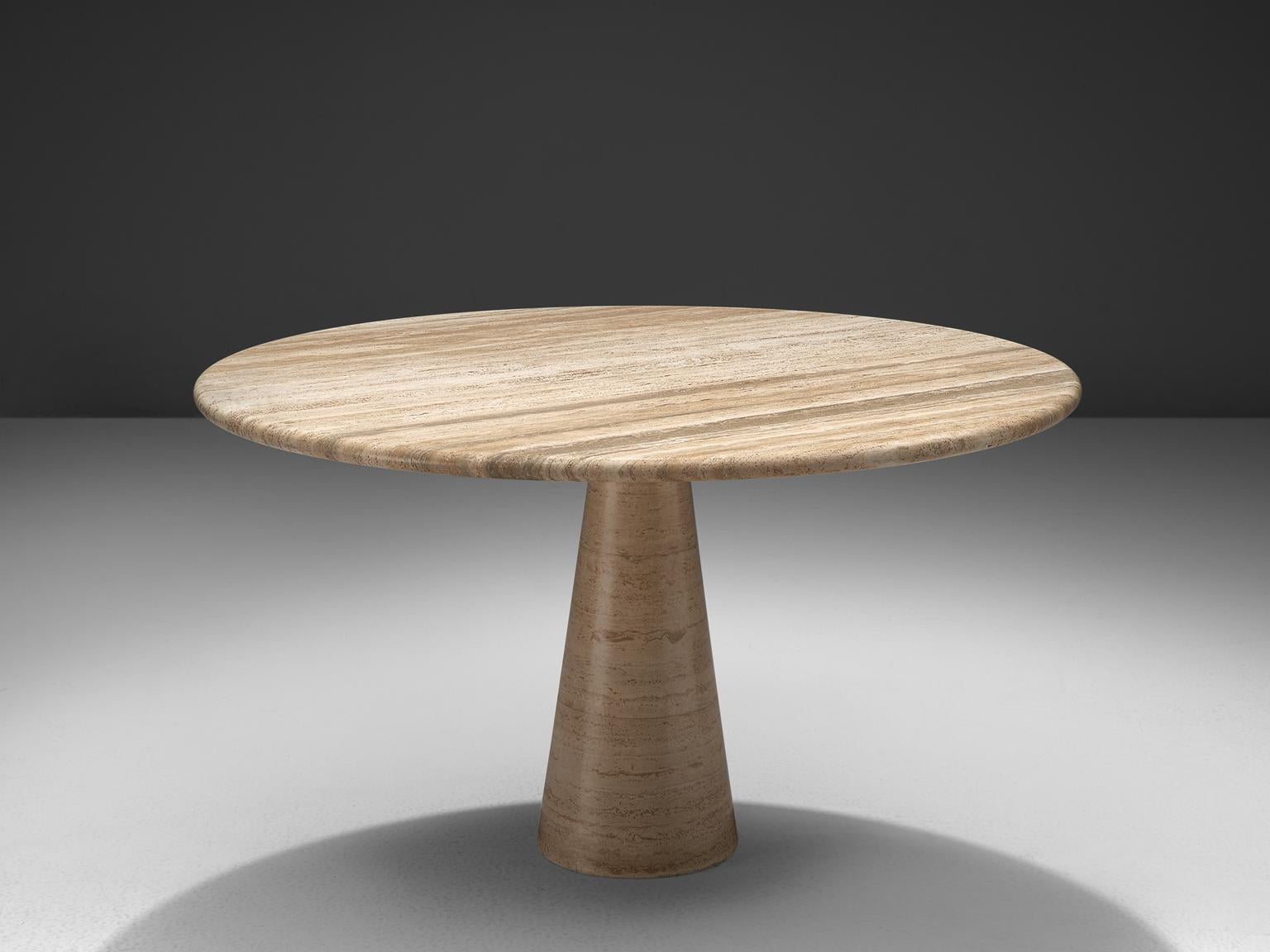 European Round Travertine Pedestal Table