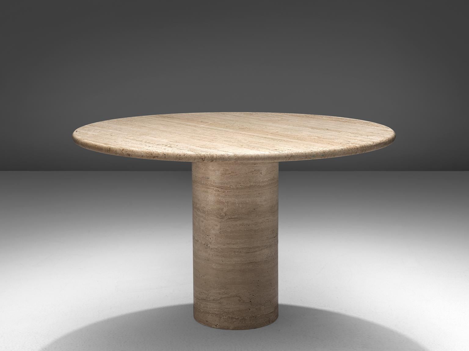 travertine pedestal dining table