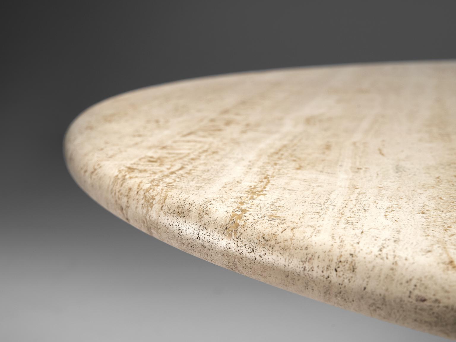 European Round Travertine Pedestal Table