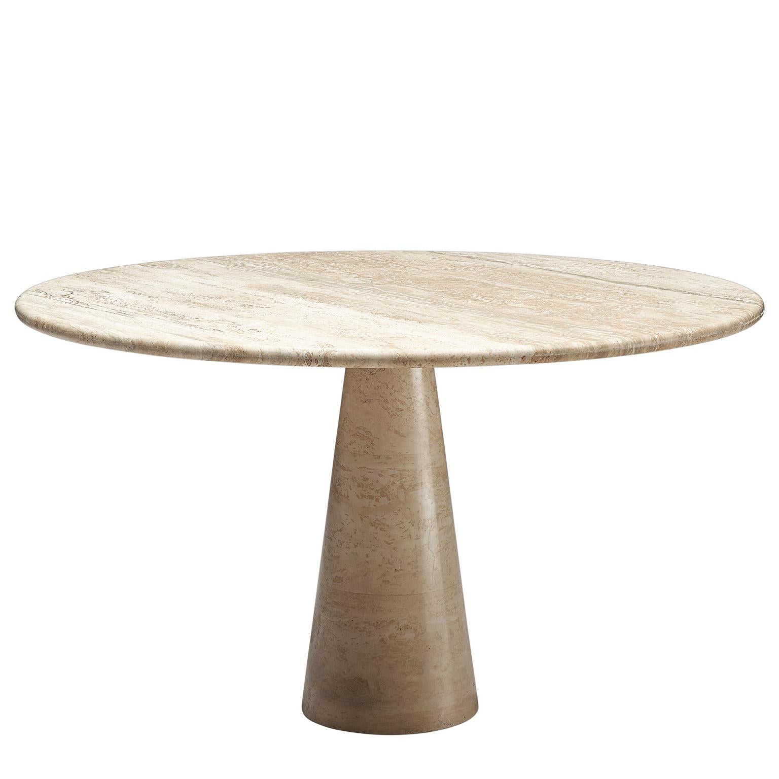 Round Travertine Pedestal Table