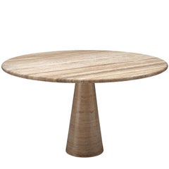 Round Travertine Pedestal Table