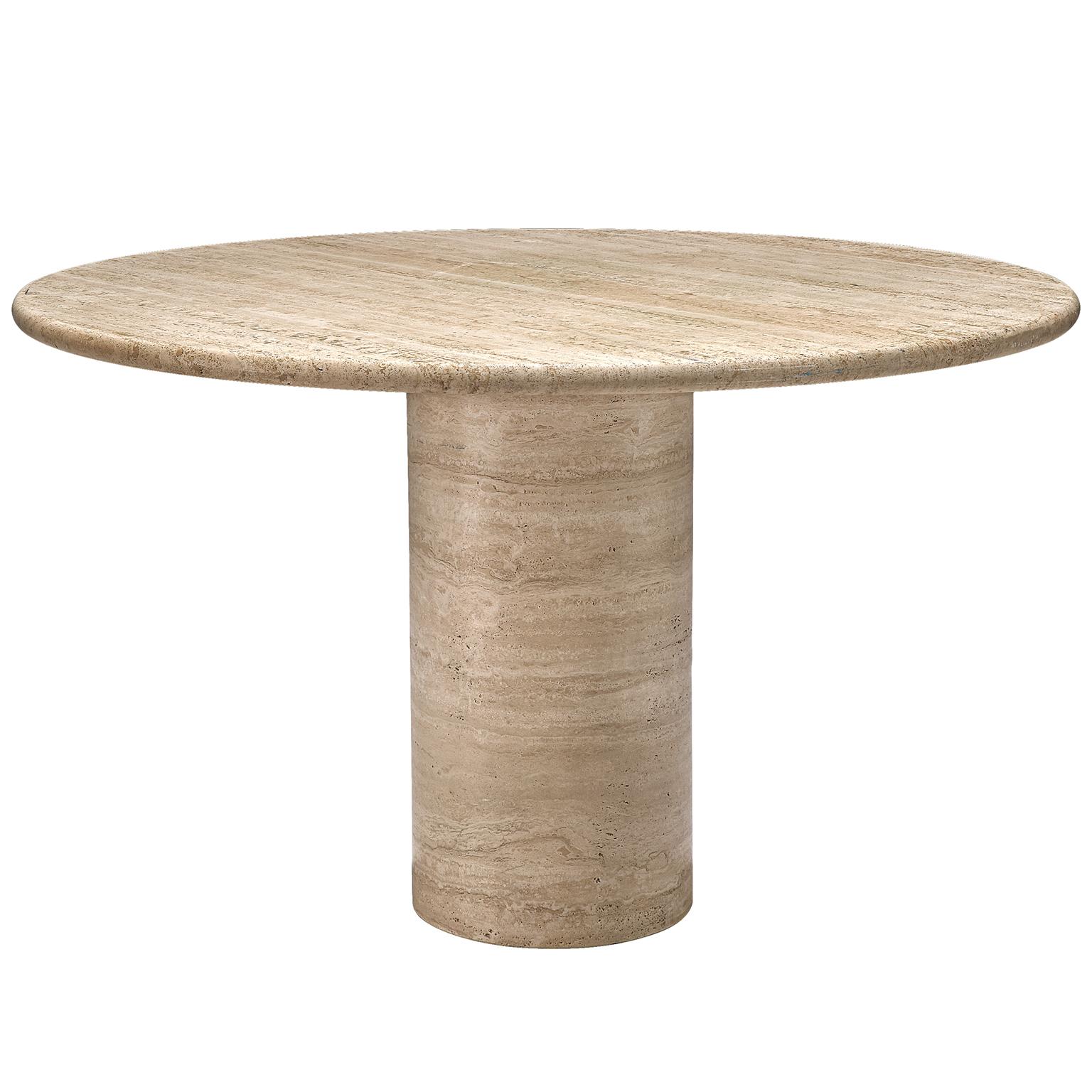 Round Travertine Pedestal Table