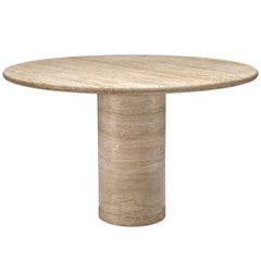 Round Travertine Pedestal Table